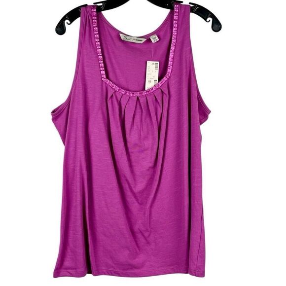 NWT Soft by Avenue Sleeveless Tank Ribbon Square Neck 18/20 - Picture 1 of 8